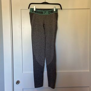 Gymshark Flex Leggings, Grey with Teal band - Size S